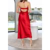 MEROKEETY Women’s Cocktail Dresses Summer 2026 Satin Strapless Tube Bodycon Backless Wedding Guest Formal Party Maxi Dress(Red)