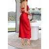 MEROKEETY Women’s Cocktail Dresses Summer 2026 Satin Strapless Tube Bodycon Backless Wedding Guest Formal Party Maxi Dress(Red)
