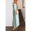 MEROKEETY Women’s Cocktail Dresses Summer 2026 Satin Strapless Tube Bodycon Backless Wedding Guest Formal Party Maxi Dress(Sage)