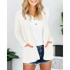MEROKEETY Women’s Fall Winter Cardigan Sweaters Lightweight Open Front Waffle Knit Sweaters with Pockets(Beige)