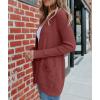 MEROKEETY Women’s Fall Winter Cardigan Sweaters Lightweight Open Front Waffle Knit Sweaters with Pockets(Brickred)