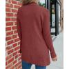 MEROKEETY Women’s Fall Winter Cardigan Sweaters Lightweight Open Front Waffle Knit Sweaters with Pockets(Brickred)