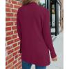 MEROKEETY Women’s Fall Winter Cardigan Sweaters Lightweight Open Front Waffle Knit Sweaters with Pockets(Burgundy)