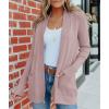 MEROKEETY Women’s Fall Winter Cardigan Sweaters Lightweight Open Front Waffle Knit Sweaters with Pockets(Dustypink)