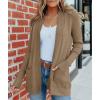 MEROKEETY Women’s Fall Winter Cardigan Sweaters Lightweight Open Front Waffle Knit Sweaters with Pockets(Khaki)