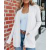 MEROKEETY Women’s Fall Winter Cardigan Sweaters Lightweight Open Front Waffle Knit Sweaters with Pockets(White)