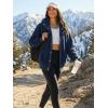MEROKEETY Womens Fleece Sherpa Jacket Fall Winter Coats 2026 Fuzzy Button Down Warm Outerwear with Pockets(Navy)