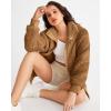 MEROKEETY Womens Fleece Sherpa Jacket Fall Winter Coats 2026 Fuzzy Button Down Warm Outerwear with Pockets(Sudan Brown)