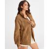 MEROKEETY Womens Fleece Sherpa Jacket Fall Winter Coats 2026 Fuzzy Button Down Warm Outerwear with Pockets(Sudan Brown)