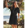 MEROKEETY Women’s Knit Bodycon Sweater Dress Button Business Work Short Sleeve Formal Elegant Mini Dress(Black)