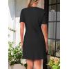 MEROKEETY Women’s Knit Bodycon Sweater Dress Button Business Work Short Sleeve Formal Elegant Mini Dress(Black)