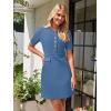 MEROKEETY Women’s Knit Bodycon Sweater Dress Button Business Work Short Sleeve Formal Elegant Mini Dress(Darkblue)