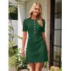 MEROKEETY Women’s Knit Bodycon Sweater Dress Button Business Work Short Sleeve Formal Elegant Mini Dress(Darkgreen)