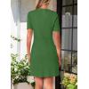 MEROKEETY Women’s Knit Bodycon Sweater Dress Button Business Work Short Sleeve Formal Elegant Mini Dress(Green)