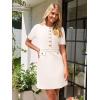 MEROKEETY Women’s Knit Bodycon Sweater Dress Button Business Work Short Sleeve Formal Elegant Mini Dress(Ivory)