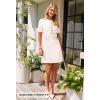 MEROKEETY Women’s Knit Bodycon Sweater Dress Button Business Work Short Sleeve Formal Elegant Mini Dress(Ivory)