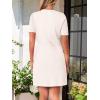 MEROKEETY Women’s Knit Bodycon Sweater Dress Button Business Work Short Sleeve Formal Elegant Mini Dress(Ivory)