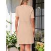 MEROKEETY Women’s Knit Bodycon Sweater Dress Button Business Work Short Sleeve Formal Elegant Mini Dress(Khaki)
