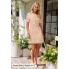 MEROKEETY Women’s Knit Bodycon Sweater Dress Button Business Work Short Sleeve Formal Elegant Mini Dress(Khaki)