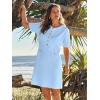 MEROKEETY Women’s Knit Bodycon Sweater Dress Button Business Work Short Sleeve Formal Elegant Mini Dress(Light Blue)