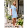 MEROKEETY Women’s Knit Bodycon Sweater Dress Button Business Work Short Sleeve Formal Elegant Mini Dress(Light Blue)