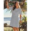 MEROKEETY Women’s Knit Bodycon Sweater Dress Button Business Work Short Sleeve Formal Elegant Mini Dress(Lightgrey)