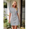 MEROKEETY Women’s Knit Bodycon Sweater Dress Button Business Work Short Sleeve Formal Elegant Mini Dress(Lightgrey)