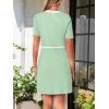 MEROKEETY Women’s Knit Bodycon Sweater Dress Button Business Work Short Sleeve Formal Elegant Mini Dress(Mintgreen)