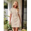 MEROKEETY Women’s Knit Bodycon Sweater Dress Button Business Work Short Sleeve Formal Elegant Mini Dress(Oatmeal)