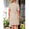 MEROKEETY Women’s Knit Bodycon Sweater Dress Button Business Work Short Sleeve Formal Elegant Mini Dress(Oatmeal)