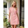 MEROKEETY Women’s Knit Bodycon Sweater Dress Button Business Work Short Sleeve Formal Elegant Mini Dress(Pink)
