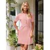 MEROKEETY Women’s Knit Bodycon Sweater Dress Button Business Work Short Sleeve Formal Elegant Mini Dress(Pink)