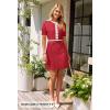 MEROKEETY Women’s Knit Bodycon Sweater Dress Button Business Work Short Sleeve Formal Elegant Mini Dress(Red)