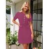 MEROKEETY Women’s Knit Bodycon Sweater Dress Button Business Work Short Sleeve Formal Elegant Mini Dress(Rose)