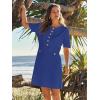 MEROKEETY Women’s Knit Bodycon Sweater Dress Button Business Work Short Sleeve Formal Elegant Mini Dress(Royalblue)
