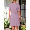 MEROKEETY Women’s Knit Bodycon Sweater Dress Button Business Work Short Sleeve Formal Elegant Mini Dress(Taro)