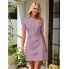 MEROKEETY Women’s Knit Bodycon Sweater Dress Button Business Work Short Sleeve Formal Elegant Mini Dress(Taro)