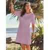 MEROKEETY Women’s Knit Bodycon Sweater Dress Button Business Work Short Sleeve Formal Elegant Mini Dress(Taro)