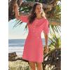 MEROKEETY Women’s Knit Bodycon Sweater Dress Button Business Work Short Sleeve Formal Elegant Mini Dress(Watermelon)