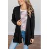MEROKEETY Women’s Long Sleeve Cardigan Sweaters Open Front Waffle Knit Cozy Sweater Coat with Pockets(Black)