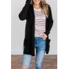 MEROKEETY Women’s Long Sleeve Cardigan Sweaters Open Front Waffle Knit Cozy Sweater Coat with Pockets(Black)