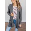 MEROKEETY Women’s Long Sleeve Cardigan Sweaters Open Front Waffle Knit Cozy Sweater Coat with Pockets(Dark Grey)