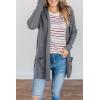 MEROKEETY Women’s Long Sleeve Cardigan Sweaters Open Front Waffle Knit Cozy Sweater Coat with Pockets(Dark Grey)