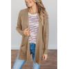 MEROKEETY Women’s Long Sleeve Cardigan Sweaters Open Front Waffle Knit Cozy Sweater Coat with Pockets(Khaki)