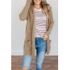 MEROKEETY Women’s Long Sleeve Cardigan Sweaters Open Front Waffle Knit Cozy Sweater Coat with Pockets(Khaki)