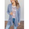 MEROKEETY Women’s Long Sleeve Cardigan Sweaters Open Front Waffle Knit Cozy Sweater Coat with Pockets(Light Blue)