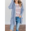 MEROKEETY Women’s Long Sleeve Cardigan Sweaters Open Front Waffle Knit Cozy Sweater Coat with Pockets(Light Blue)
