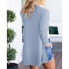MEROKEETY Women’s Long Sleeve Cardigan Sweaters Open Front Waffle Knit Cozy Sweater Coat with Pockets(Light Blue)
