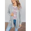 MEROKEETY Women’s Long Sleeve Cardigan Sweaters Open Front Waffle Knit Cozy Sweater Coat with Pockets(Light Grey)