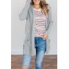 MEROKEETY Women’s Long Sleeve Cardigan Sweaters Open Front Waffle Knit Cozy Sweater Coat with Pockets(Light Grey)